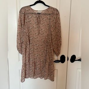 Moon River Pink Floral Semi-Sheer Midi Dress Size Small